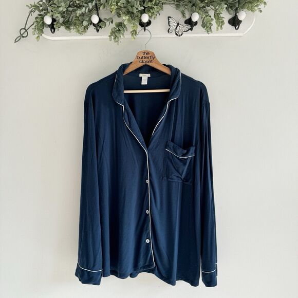 Eberjey Blue Button Down Pajama Shirt Large - Picture 1 of 4